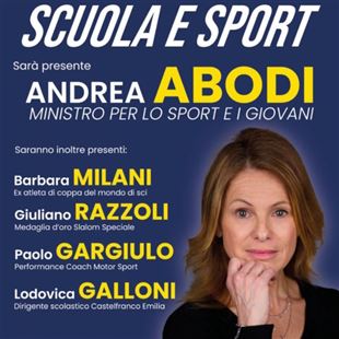 Scuola e sport, lunedì se ne parla con il ministro Andrea Abodi e l'olimpionico Giuliano Razzoli